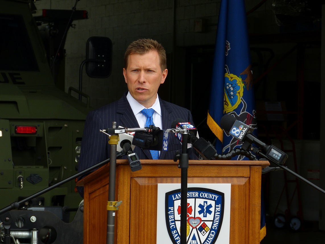 Lancaster County Commissioner Josh Parsons speaks during a news conference at the Lancaster County Public Safety Training Center on Thursday, May 14, 2020. (Photo: Tim Stuhldreher) 