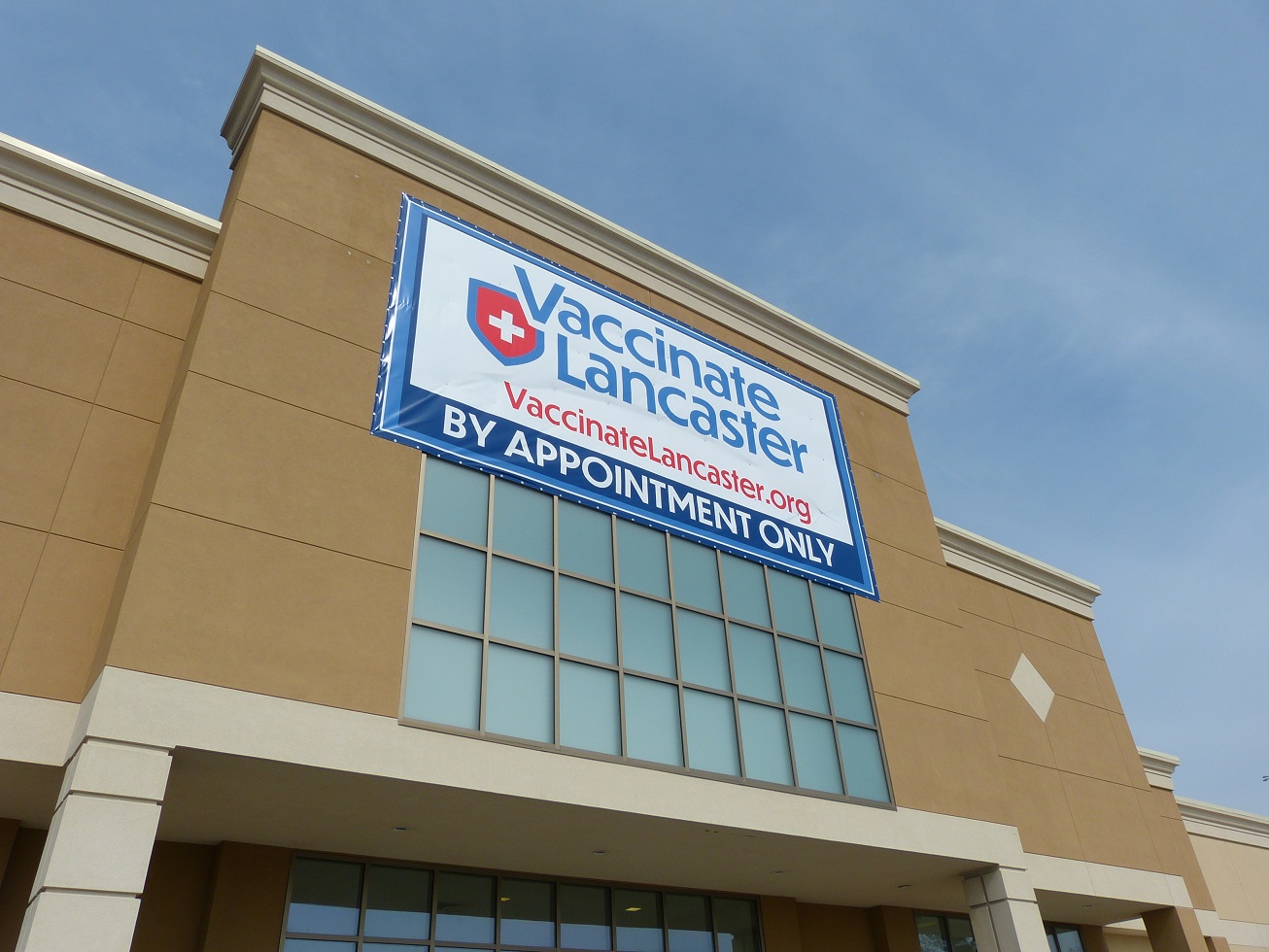 The south facade of the Vaccinate Lancaster community vaccination center at Park City Center is seen on Tuesday, March 9, 2021. (Photo: Tim Stuhldreher) 