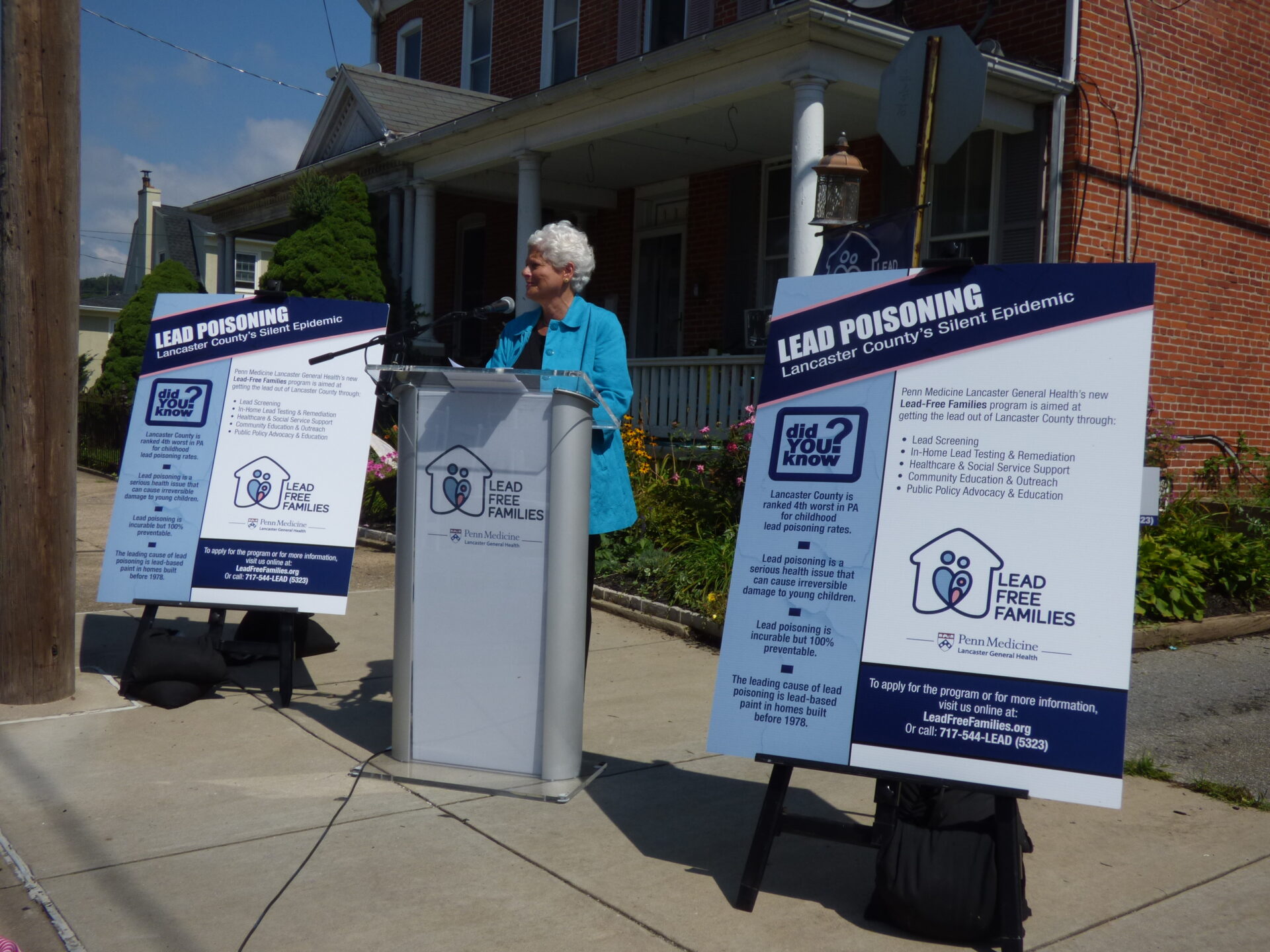 Carolyn Scanlan, board chair, Penn Medicine Lancaster General Health, speaks at an launch event for LG Health's Lead Free Families program in Columbia on Monday, Aug. 23, 2021. (Photo: Tim Stuhldreher)
