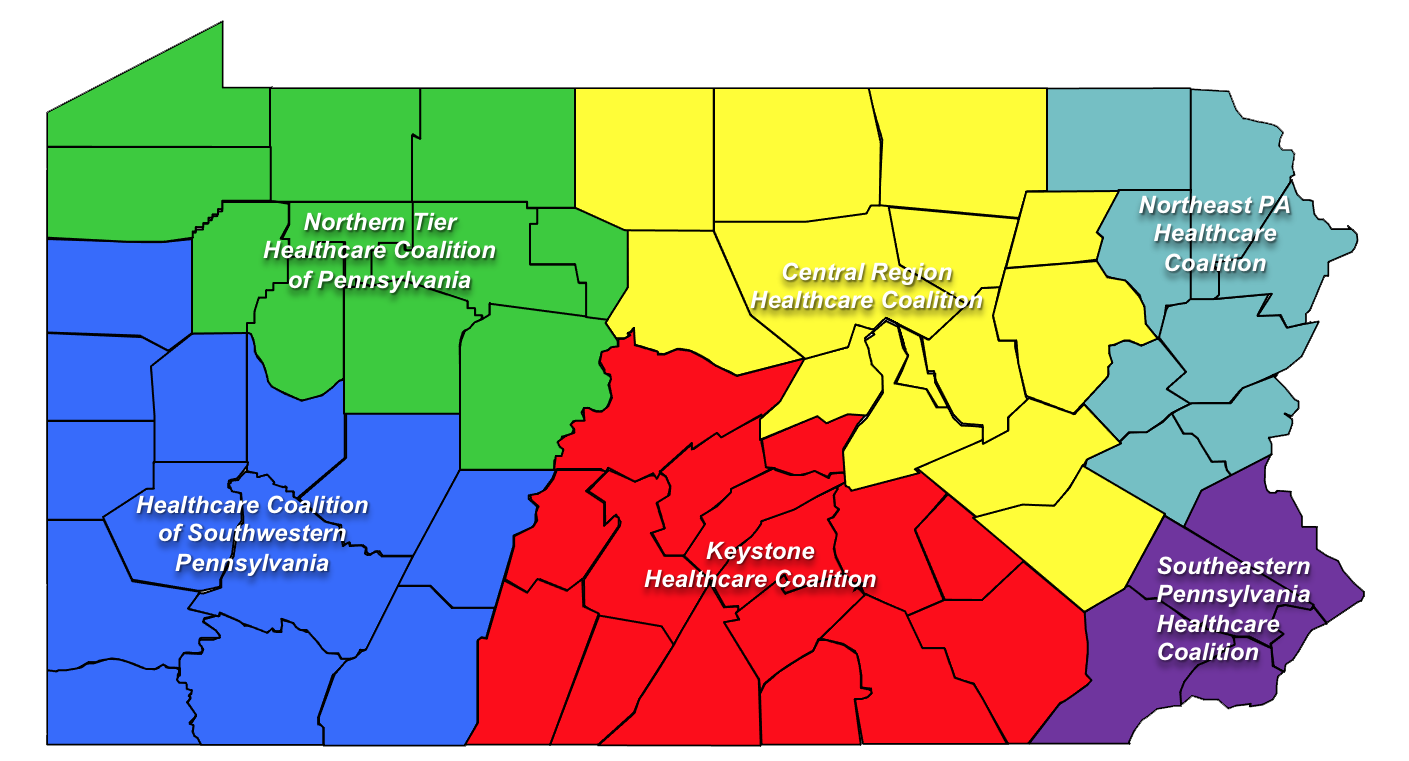 Pennsylvania's Healthcare Coalition regions. (Source: Pa. Dept. of Health)