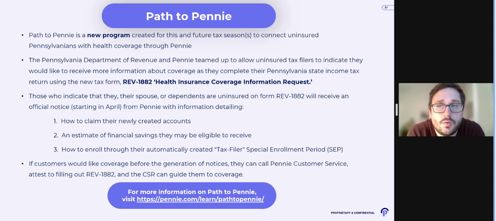 Zachary Sherman, executive director of Pennie, presents about an upcoming program in the state's healthcare marketplace during 211 Resource Awareness Day Friday, Feb. 11, 2022. (Source: United Way of Lancaster Conty)