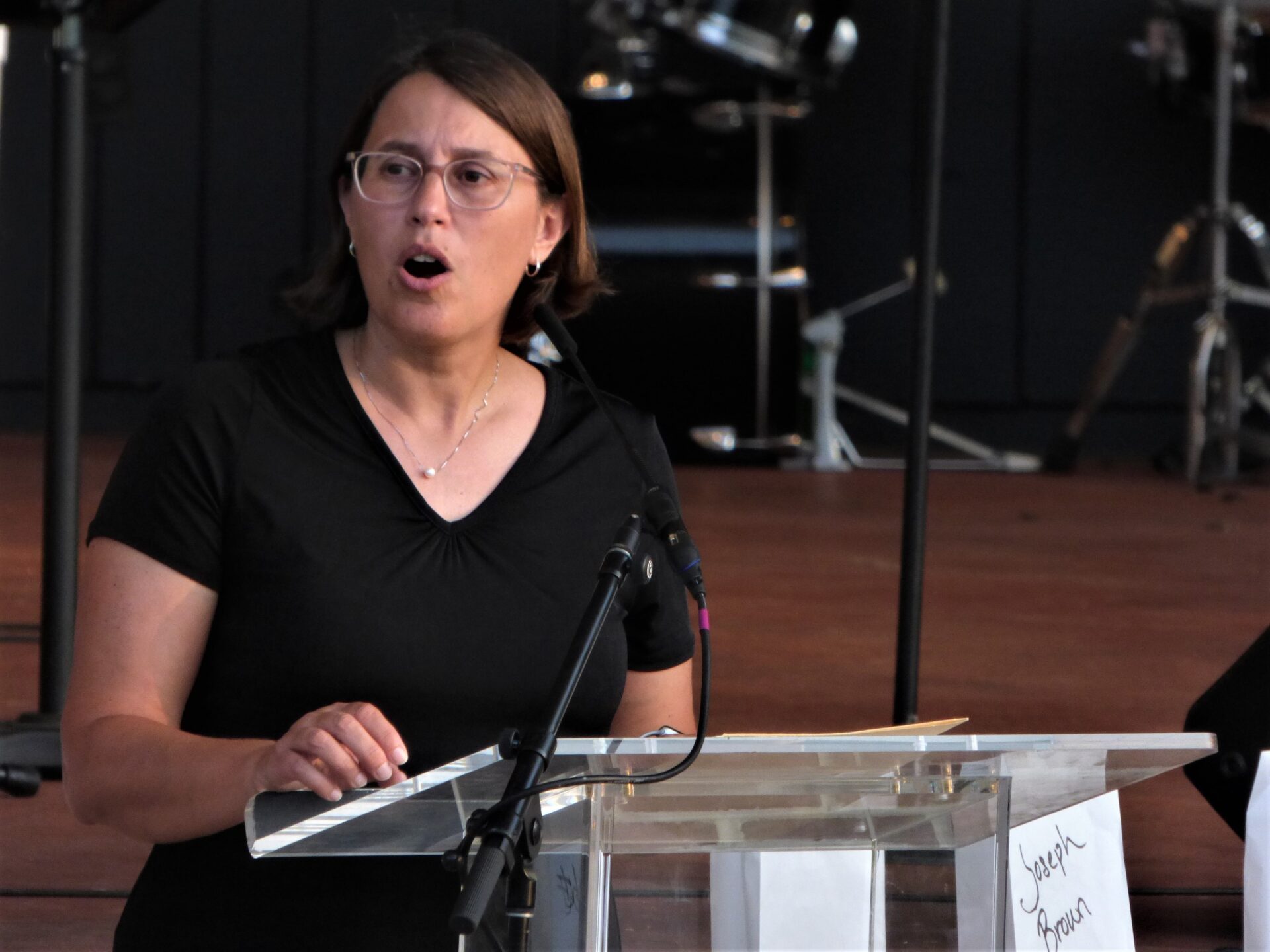 Dr. Anne-Marie Derrico, Chief Medical Officer, Union Community Care, speaks at the "Day of Healing" at Longs Park on Thursday, Aug. 12, 2021. (Photo: Tim Stuhldreher) 