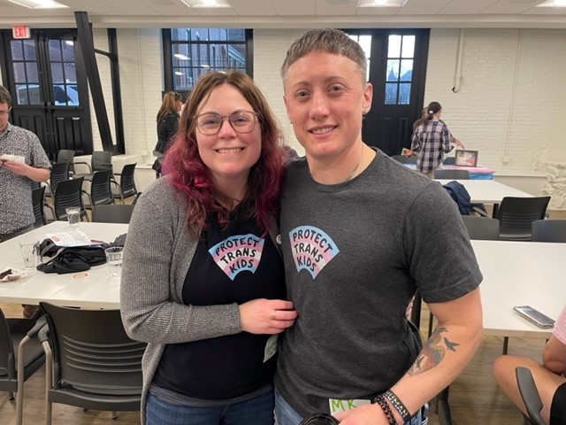 Heather, left, and MK attend Trans Day of Visibility. (Photo: Kyle Gamble) 