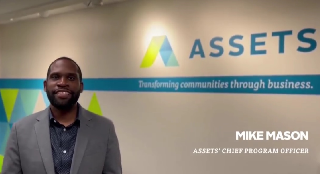 In this image from online video, Assets Chief Program Officer Mike Mason discusses the nonprofit's decision to cancel this year's Great Social Enterprise Pitch. (Source: Assets) 