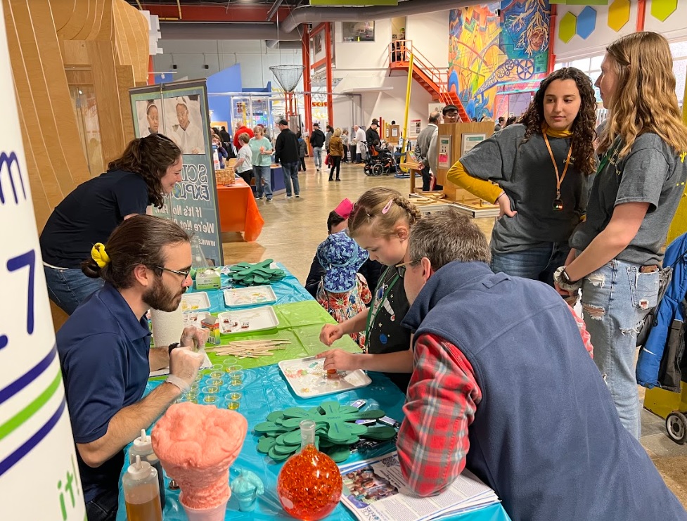 Children try out the activities at the Science Explorers booth at "Science Is Amazing" at Lancaster Science Factory on Sunday, April 10, 2022. (Photo: Kylie Stoltzfus)