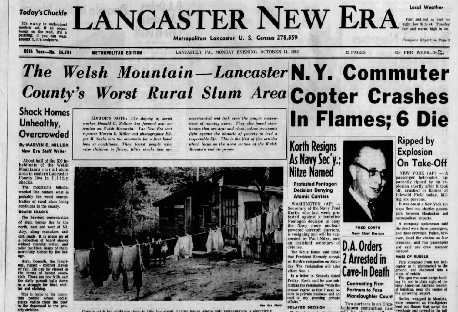 The Lancaster New Era, Oct. 14, 1963. (Source: LNP) 