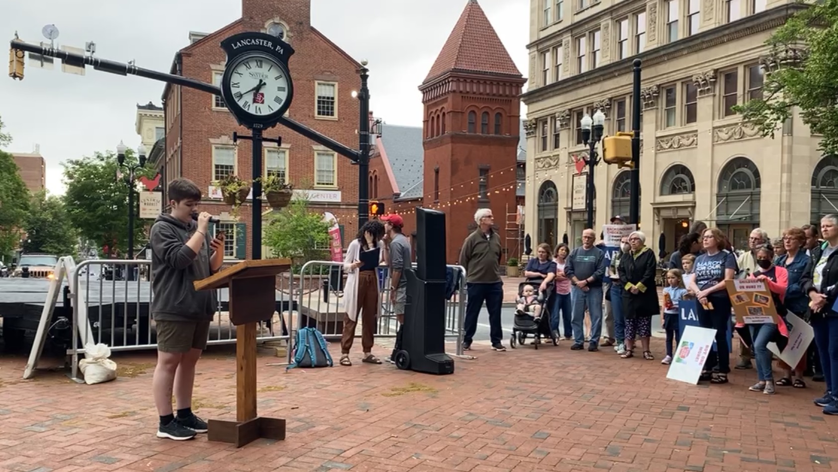 Student Kai Esbenshade speaks at the rally. (Source: Lancaster Stands Up)