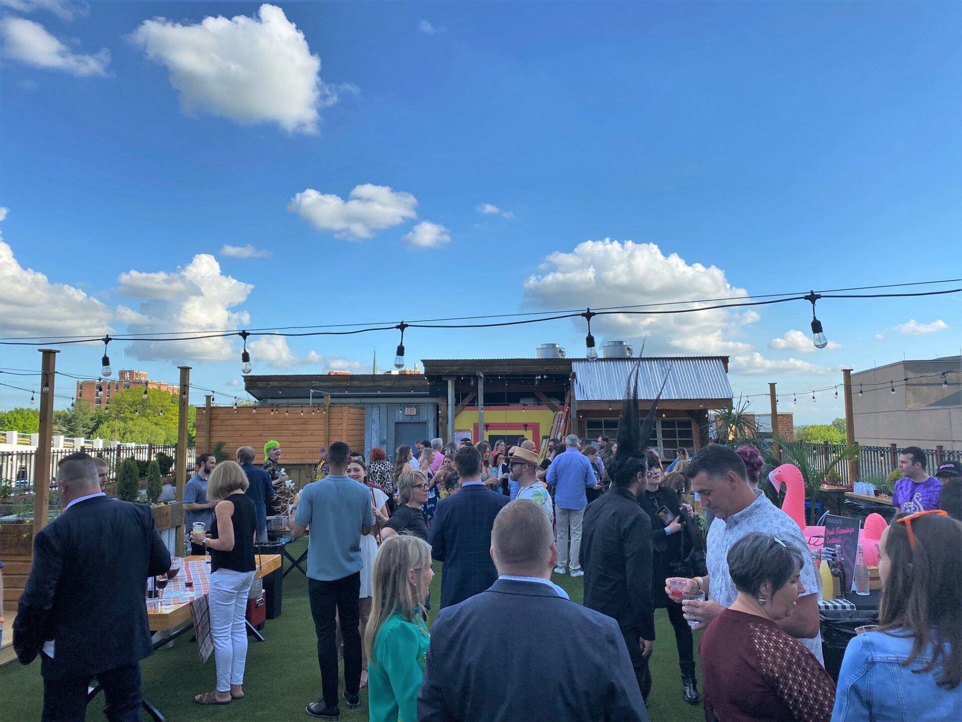 Velocity attendees mingle on Tellus 360's rooftop terrace. (Photo: Olivia Smucker)