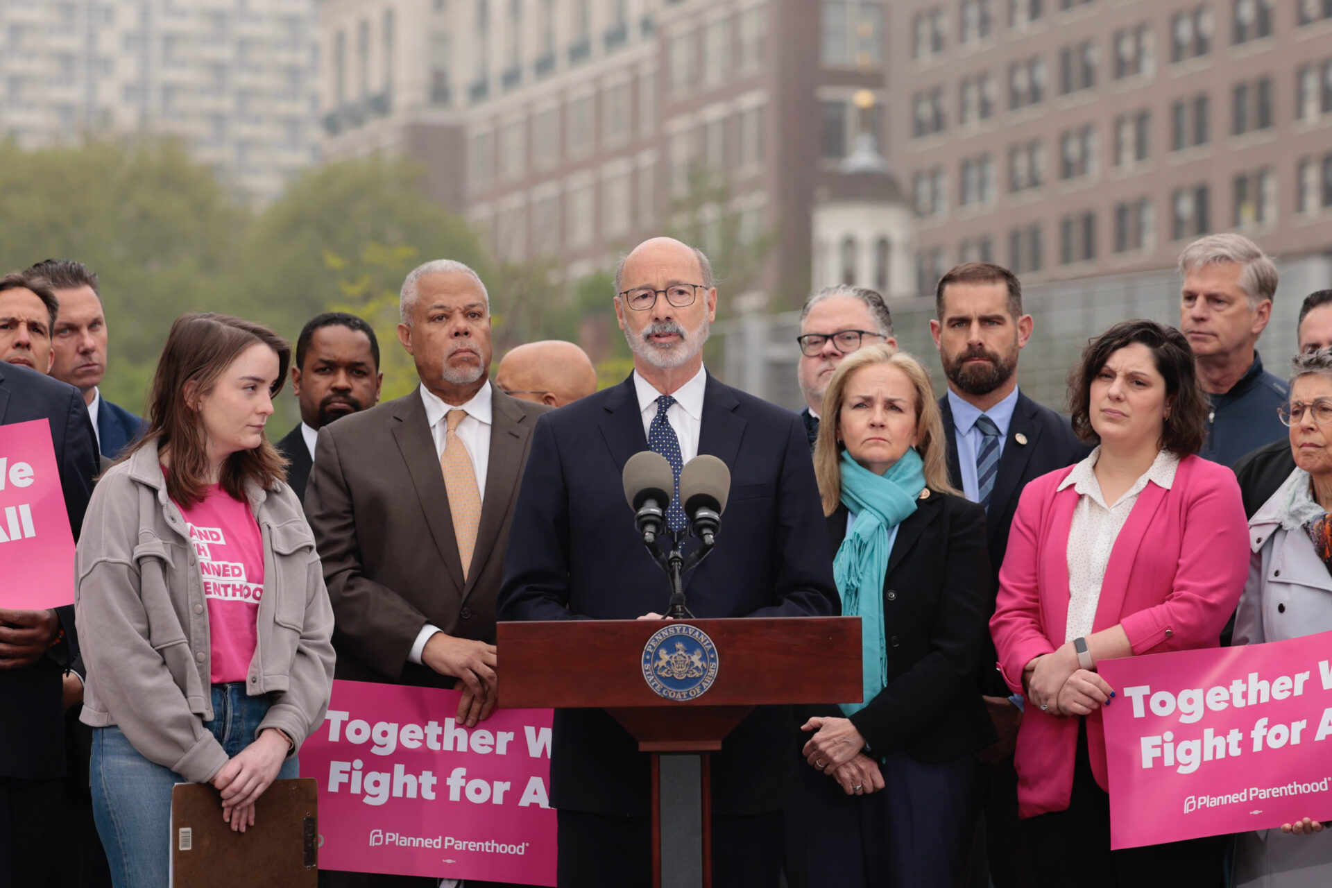 Gov. Tom Wolf leads a news conference on reproductive rights in Philadelphia on Wednesday, May 4, 2022. (Source: Pa.gov)