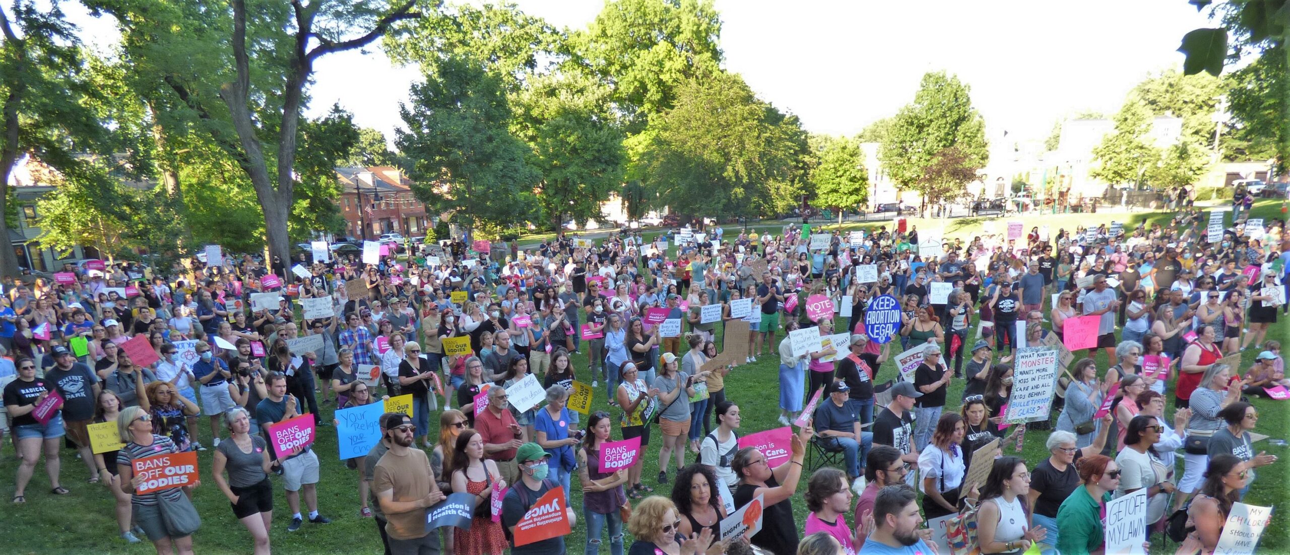 The crowd at Friday's rally protesting the Supreme Court's decision overturning Roe v. Wade.