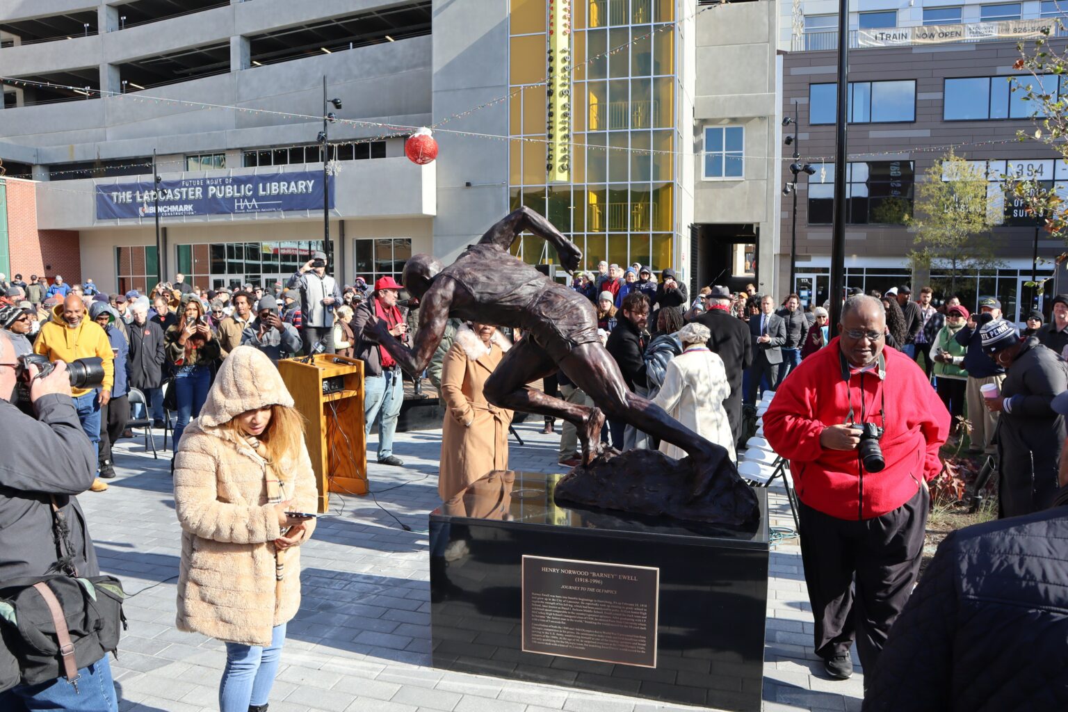 Photo gallery Barney Ewell statue dedication One United Lancaster