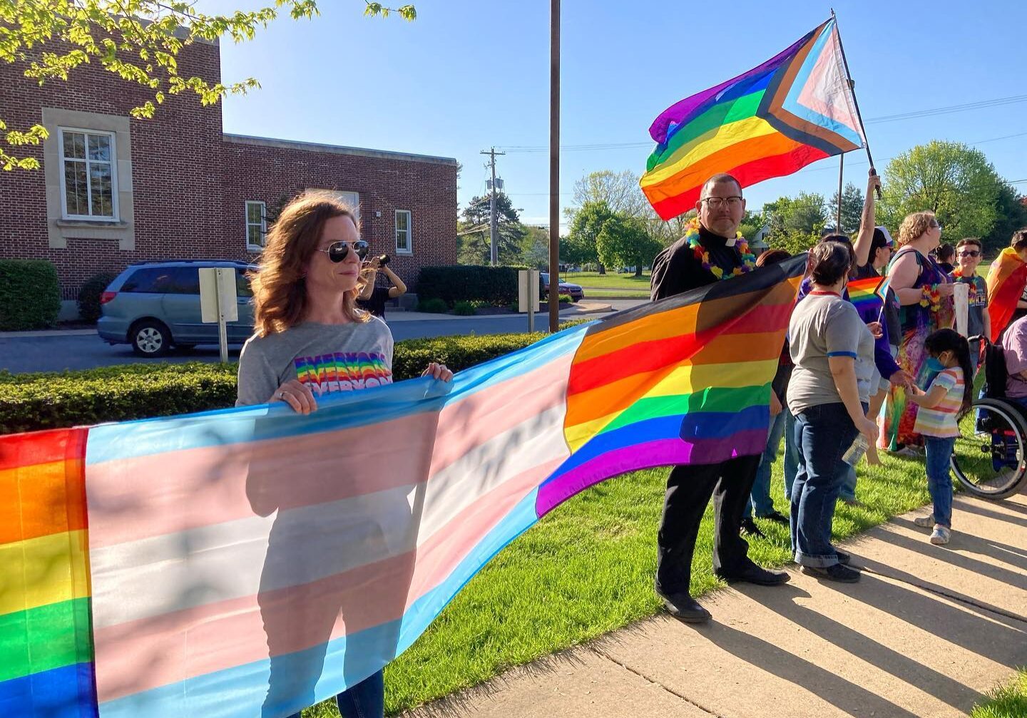 Hempfield rally Community members rally in support of Hempfield School District LGBTQ+ students before a school board meeting on Tuesay, May 10, 2022. (Photo: Jamie Beth Cohen)