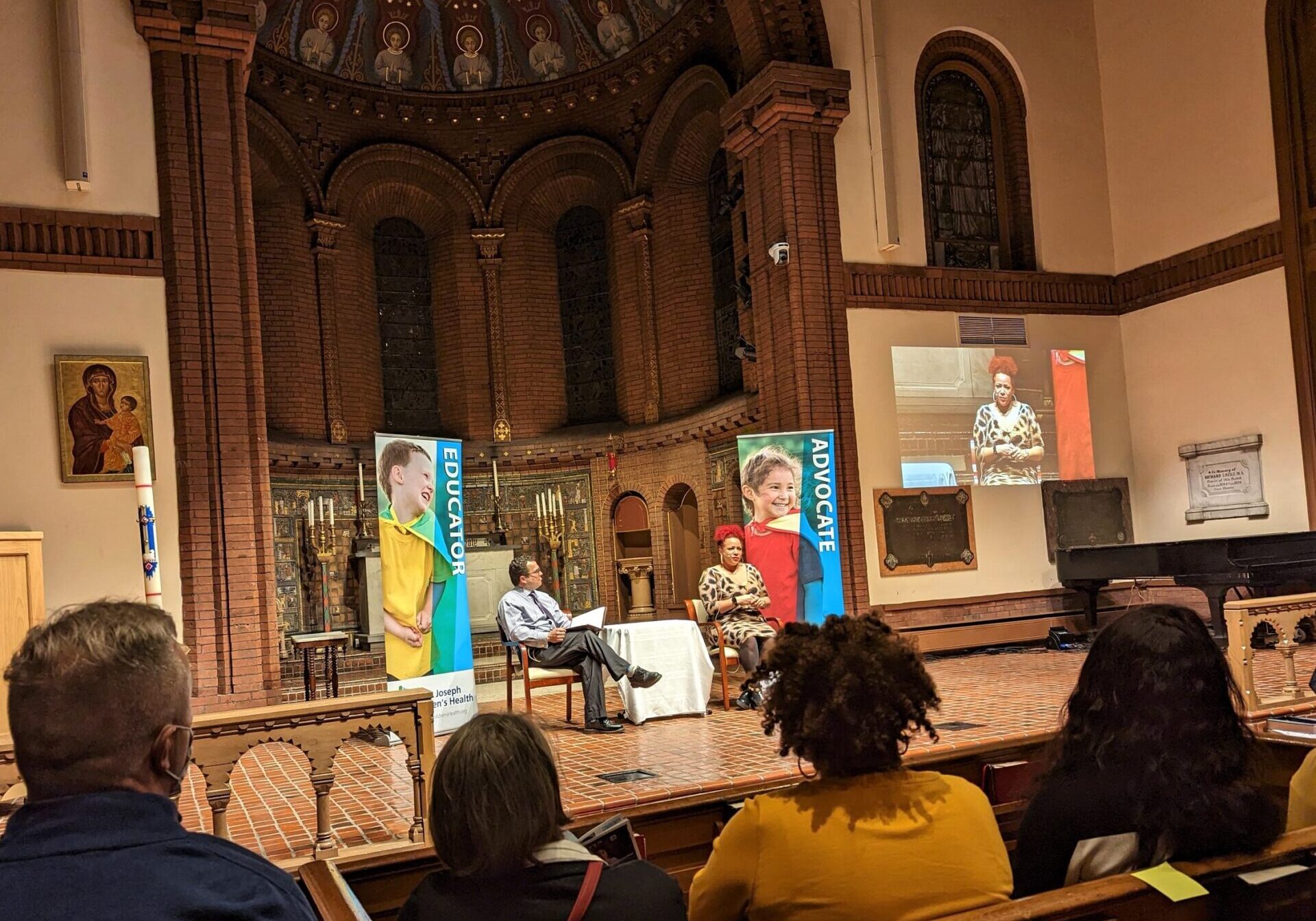 MicrosoftTeams-image (24) Phil Goropoulos (left), president of CHI St. Joseph, interviews Nikole Hannah-Jones, New York Times journalist and author of "The 1619 Project" on April 21, 2022. (Photo: Kevin Ressler)